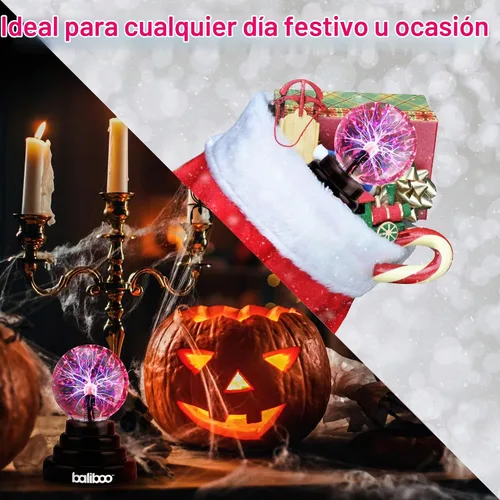 Vista 7 de BALIBOO Lámpara de bola de plasma mini de 7,6 cm – Globo de rayos activado por toque – Lámpara de globo de plasma USB y a pilas – Bola