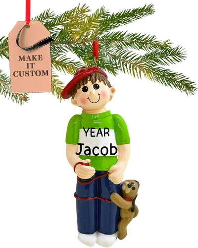 Vista 10 de Adorno personalizado para niña con perro 2026 Adornos de Navidad personalizados 24 horas, grabados con láser, para árbol Regalo de recuerdo