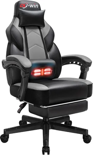 Vista 5 de Shintenchi Silla para videojuegos, silla de computadora con reposapiés y soporte lumbar, silla de videojuegos ajustable en altura, silla