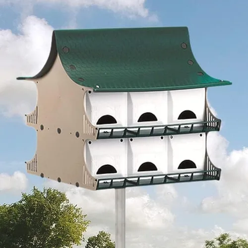 Vista 2 de Casa para 12 familias de pájaros golondrina purpúrea, color verde y café
