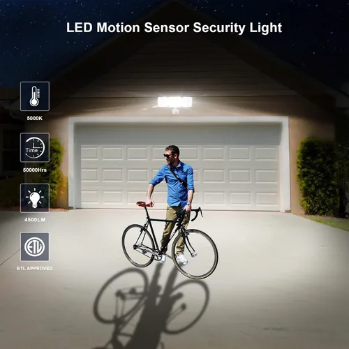 Vista 2 de EMANER Luz de inundación controlada por interruptor, impermeable, luz de seguridad con cable de 110 V siempre encendida, luz exterior regulable