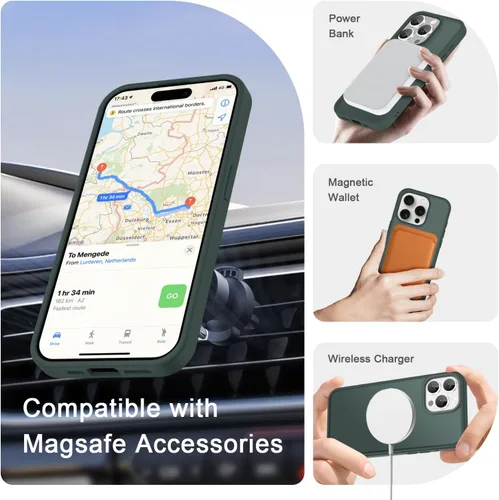 Vista 1520 de Funda para Google Pixel 10 Pro XL, cubierta magnética mate, color negro Fit for MagSafe, Screen Protector included, Shockproof Military Grade