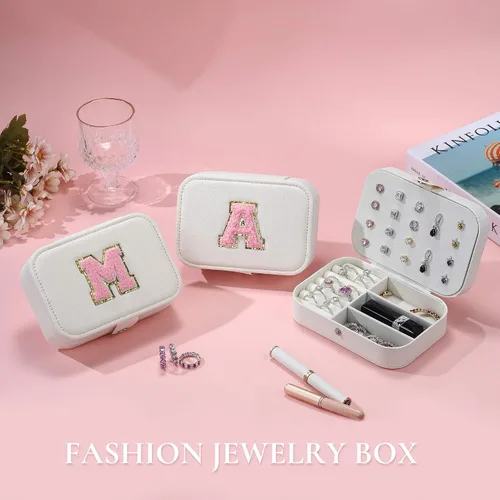 Vista 6 de Parima Joyero de viaje para mujeres y niñas, organizador de joyas, caja de joyería mediana, estuche de viaje para almacenamiento y organizador