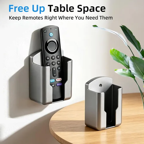 Vista 7 de Soporte remoto compatible con Fire TV Stick Alexa Voice Remote, autoadhesivo, soporte para control remoto de TV, ajuste cómodo de precisión