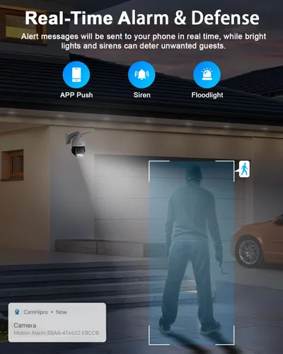 Vista 6 de Cámara de seguridad PTZ 4K para exteriores con zoom óptico de 30X, visión nocturna de 1000 pies, cámara IP inalámbrica RTSP WiFi de 8MP 360°