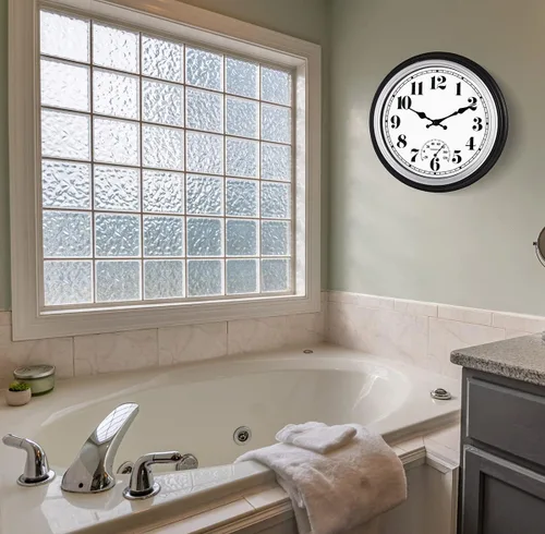Vista 6 de 45 Min - Reloj de pared para interiores y exteriores, 12 pulgadas, estilo retro, 03 12 plata