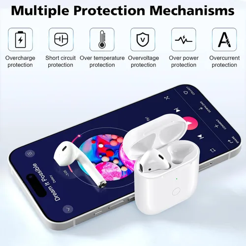 Vista 5 de Funda de carga inalámbrica compatible con AirPod 1 2, Air Pods 1 2, funda de cargador de repuesto con botón de sincronización de emparejamiento