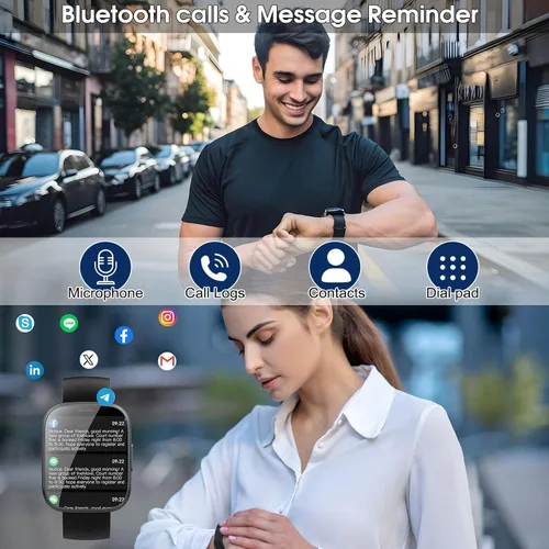 Vista 2 de Reloj inteligente para hombres y mujeres (respuestahacer llamadas), reloj de fitness con pantalla táctil HD de 1.95 pulgadas con monitor