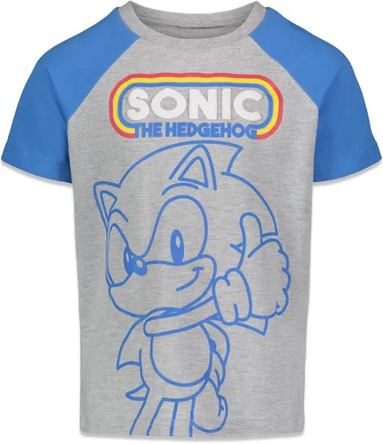 Vista 3 de SEGA Sonic The Hedgehog - Paquete de 2 camisetas para niños pequeños y grandes