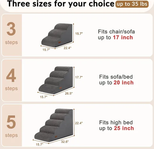 Vista 5 de Escaleras para perros y gatos pequeños, rampa de escaleras para mascotas de Gris