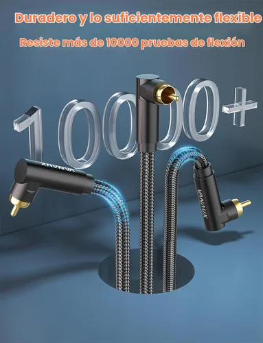 Vista 6 de VANAUX Cable de graves de 90 grados, cable de audio RCA a RCA premium, (conectores chapados en oro) ideal para espacios reducidos, cine en casa