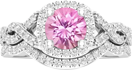 Vista 8 de Dazzlingrock Collection Juego de anillos de boda redondos de 0.228 in creados en laboratorio y diamantes blancos naturales para mujer