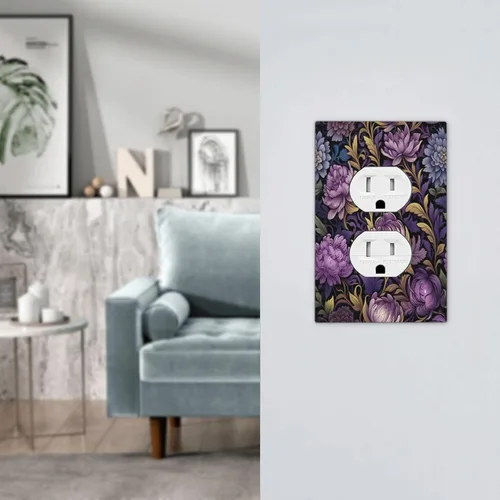 Vista 298 de Decorative Outlet Covers Blue Background White Cat Daisy Floral 2-Gang 1-Gang Wall Plate Single Toggle/Rocker Farmhouse Style Light Switch Covers