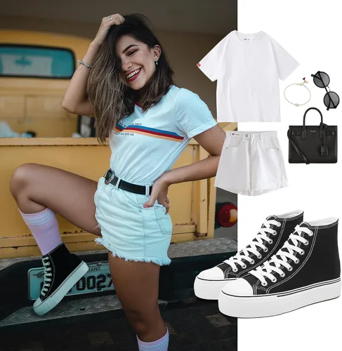 Vista 6 de FRACORA - Tenis de lona con plataforma blanca para mujer Negro