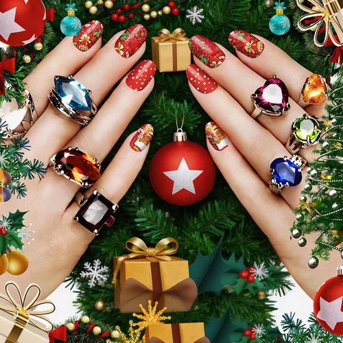 Vista 5 de 20 hojas de esmalte de uñas de Navidad, envolturas completas de uñas para mujeres, calcomanías autoadhesivas de esmalte de uñas de gel, tiras