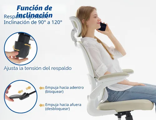 Vista 7 de TRALT Silla Ergonómica de Oficina - Silla de Escritorio con Reposacabezas Ajustable Soporte Lumbar Silla de Computadora - Silla Cómoda de Malla