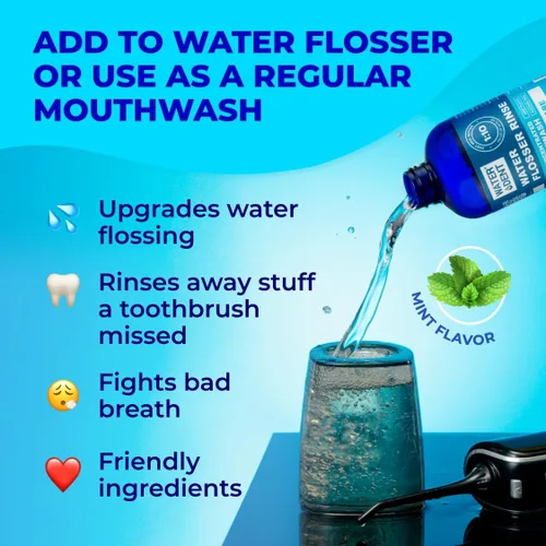 Vista 2 de WATER DENT Enjuague bucal con agua irrigante, enjuague bucal concentrado Cuando se diluye 1:10 = 44 onzas líquidas, tamaño de viaje, añádelo al