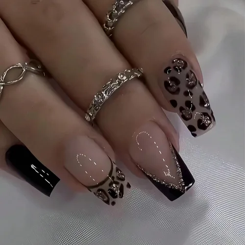 Vista 9 de Uñas postizas a presión con flores, uña corta cuadrada con diseños florales coloridos, uñas postizas de cobertura completa, uñas postizas brillantes