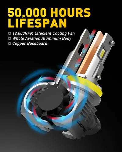 Vista 6 de AUXITO Bombillas LED H11, 20000 lúmenes, 100 W por juego, 6000 K blanco frío, bombillas LED H8 H9 para luces antiniebla, Plug and Play, paquete de 2