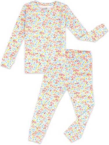 Vista 13 de moimoln 6M-8Y Pijama floral para bebé y niña pequeña, suave, modal, algodón, transpirable, ajustado, manga larga, conjunto de ropa de dormir A_baya