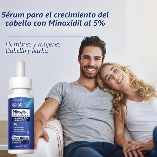 Vista 7 de Suero para el crecimiento del cabello de minoxidil al 5% para hombres y mujeres con biotina: minoxidil para hombres y mujeres, 5 por ciento
