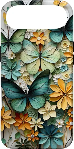 Vista 27 de iPhone 16 mariposa estética mariposas verdes naturaleza acuarela caso
