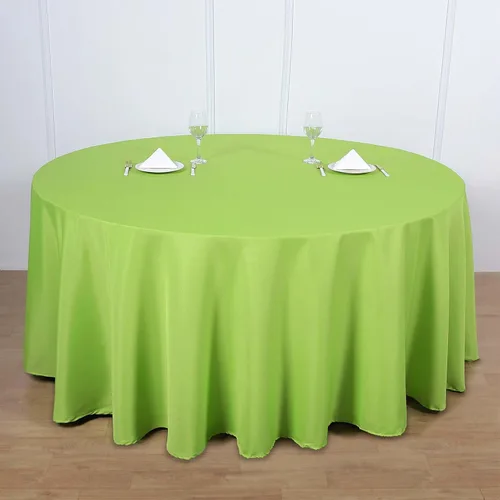 Vista 44 de Efavormart - Mantel redondo de poliéster de 108 pulgadas, 108 pulgadas, para bodas, fiestas, banquetes, restaurantes, color verde manzana