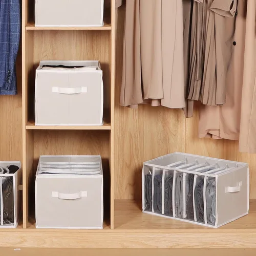 Vista 6 de Zilink Organizador de Ropa de Armario Mejorado con Tablero de Soporte Organizadores de Jeans Transparentes para Armario con Divisor de 7 Cuadrículas
