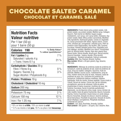Vista 2 de Pure Protein Barras de proteína sin gluten, aperitivos, caramelo salado y chocolate, 1.76 oz/1.8 oz, 6