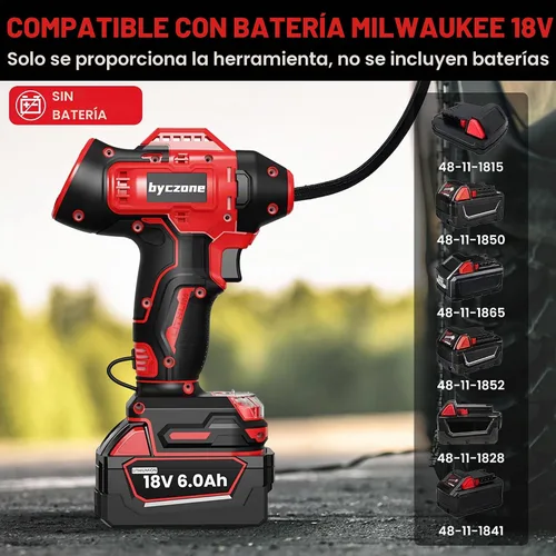 Vista 2 de Inflador de neumáticos de 160 PSI compatible con batería Milwaukee de 18 V