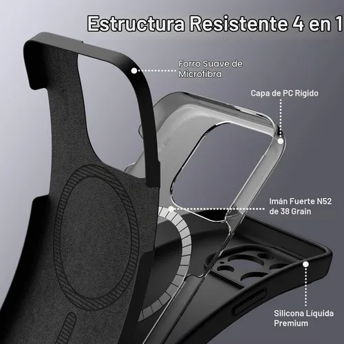 Vista 4 de JETech Funda magnética de silicona para iPhone 12 Pro Max, color negro