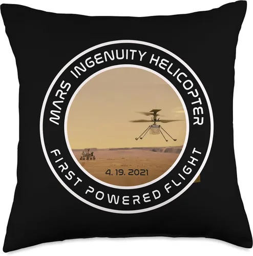 Vista 5 de Mars Ingenuity Helicóptero Perseverancia Ropa Mars Ingenuity Helicóptero Flying Perseverance Rover Throw Pillow, 16x16, Multicolor