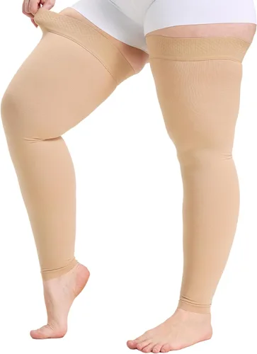 Vista 14 de TOFLY® Medias de compresión altas hasta el muslo sin pies para mujeres y hombres, 1 par, opaco, manguera de soporte de 15-20 mmHg de compresión