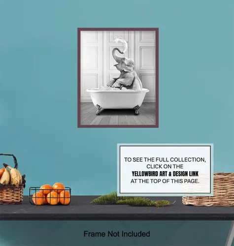 Vista 7 de Arte de pared de baño, arte de pared de elefante, divertida decoración de baño para niños, bonitos accesorios de baño, decoraciones de baño