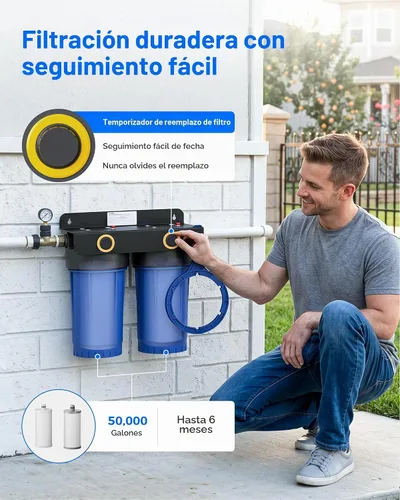 Vista 7 de Waterdrop WHF2E-FC Sistema de filtro de agua para toda la casa para agua