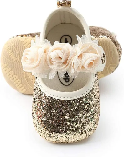Vista 5 de KIDSUN Zapatos Mary Jane con suela de goma antideslizante, zapatos de ballet, vestido de princesa, zapatos de boda, zapatos de cuna para recién