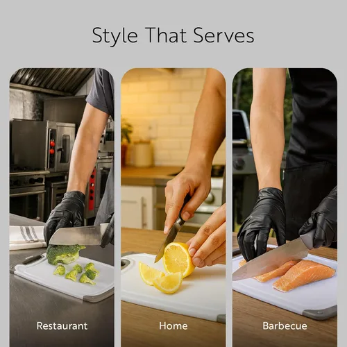 Vista 6 de Restaurantware Juego de tablas de cortar de 15.7 x 9.6 x 1.1 pulgadas, de plástico, antideslizante y reversible, tabla de preparación de alimentos