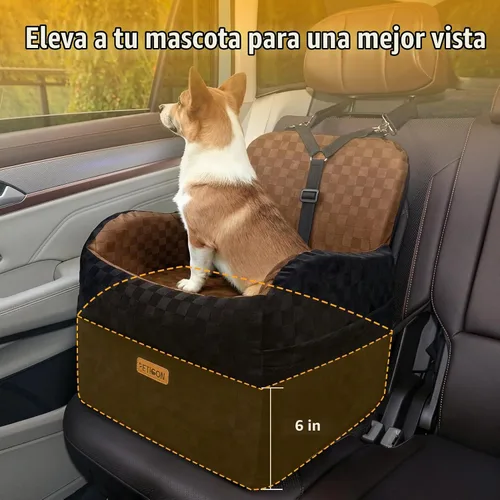 Vista 4 de PETICON Asiento de coche impermeable para perros pequeños y medianos Marrón