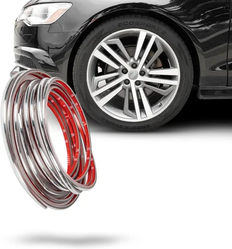 Vista 8 de True Line Automotive Protector de llanta para ruedas de coche (negro brillante), protector de rueda en forma de L, cinta adhesiva 3M