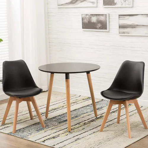 Vista 6 de LSSBOUGHT Sillas de comedor modernas de mediados de siglo con patas de Negro