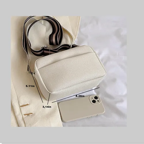 Vista 8 de Bolsos cruzados para mujer, elegante bolso de hombro con correa de guitarra ancha, bolso cruzado casual para cámara, bolso cruzado de cuero