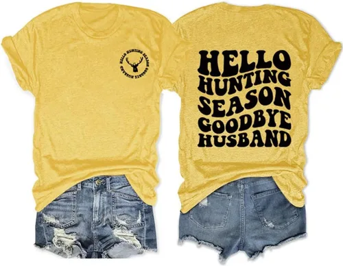 Vista 33 de DUDIHOHX Hello Hunting Season Goodbye Husband - Sudadera de manga larga con estampado de moda, casual, cuello redondo