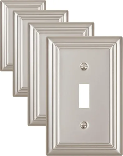 Vista 39 de Switch Plates Outlet Covers, 1-Pack Metal Wall Plate, Black Finish Midsize 1 Toggle 1 Decorator Combo Wall Plate, Ideal for GFCI Outlets, Light