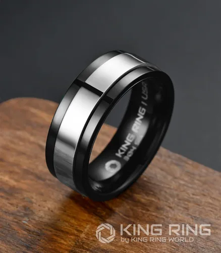 Vista 2 de King Ring Anillos giratorios ultra pulidos de 0.315 in Anillos de acero inoxidable planos brillantes de alta calidad para hombres y mujeres
