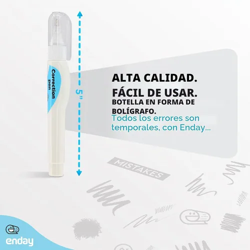Vista 5 de Emraw Enday Correction Pen (4 unidades) - Líquido corrector de 0.2 onzas líquidas (0.2 fl oz) con punta de metal líquido corrector blanco.