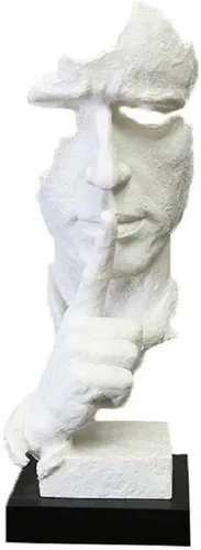 Vista 8 de SMRTHMRT Esculturas abstractas de pensadores, estatua creativa de The Thinker, Keep Silence/Silence is Gold Charaters, decoración de oficina en casa