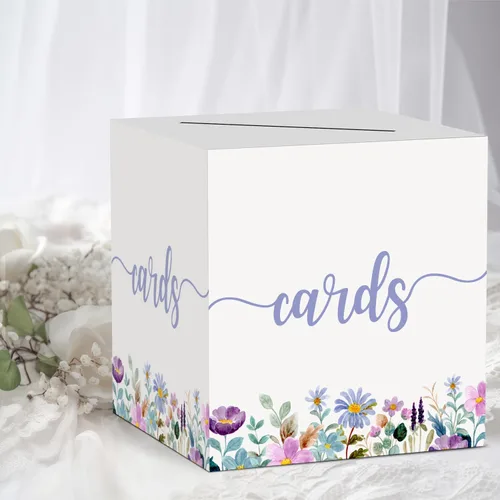 Vista 3 de Caja de tarjeta floral, regalo o caja de dinero, suministros de recuerdo de fiesta, caja de recepción de tarjetas de flores silvestres