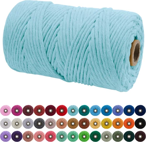 Vista 54 de JeogYong Cordón de macramé de un solo hilo 3 mm x 109 yardas (328 pies) Cuerda de algodón suave Hilo de macramé de 3 mm, suministros de macramé