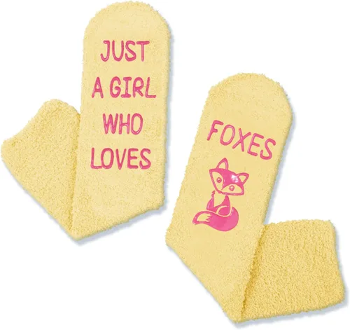 Vista 3 de Zmart Novelty Yellow Fuzzy Fox Cat Socks for Big Girls Teen Teenager Silly Kids Socks, Funny Gifts for Girls 7-10 Years