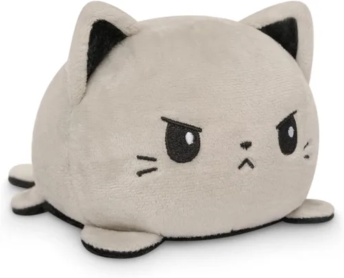 Vista 12 de TeeTurtle - Peluche reversible de gato siamés de 4 pulgadas Gato siamés feliz + enojado